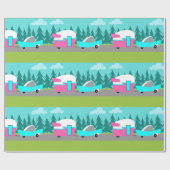 Retro Camper/Trailer en autowrakken Cadeaupapier (Vlak)