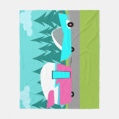 Retro Camper/Trailer en autowrakken Fleece Deken (Voorkant)