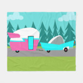 Retro Camper/Trailer en autowrakken Fleece Deken (Voorkant (Horizontaal))