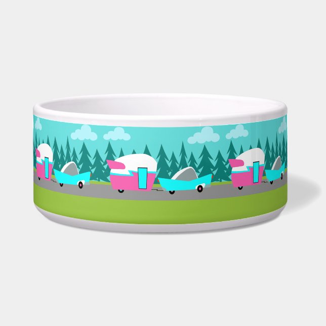 Retro Camper/Trailer en autowrakken Voerbakje (Voorkant)