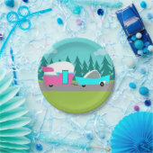 Retro Camper/Trailer en Borden van autopapier Papieren Bordje (Feest)