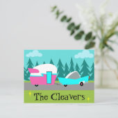 Retro Camper/Trailer en Briefkaart auto (Staand voorkant)