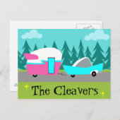 Retro Camper/Trailer en Briefkaart auto (Voorkant / Achterkant)