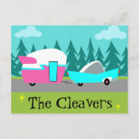 Retro Camper/Trailer en Briefkaart auto