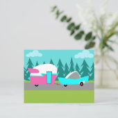 Retro Camper/Trailer en Briefkaart auto (Staand voorkant)
