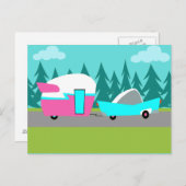 Retro Camper/Trailer en Briefkaart auto (Voorkant / Achterkant)