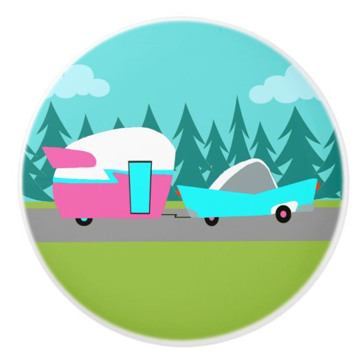 Retro Camper/Trailer en Car Ceramic Pull Pull Keramische Knop (Voorkant)