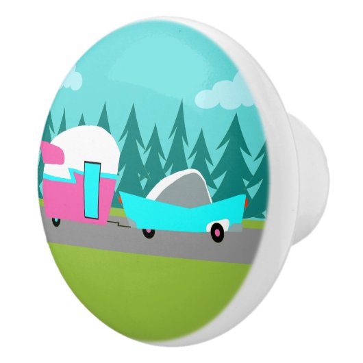 Retro Camper/Trailer en Car Ceramic Pull Pull Keramische Knop (Rechts)