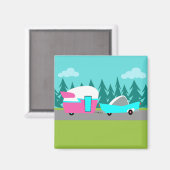 Retro Camper / Trailer en Car Magnet (Voorkant / Achterkant)