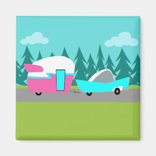 Retro Camper / Trailer en Car Magnet