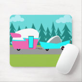 Retro Camper/Trailer en Car Mousepad Muismat (Met muis)