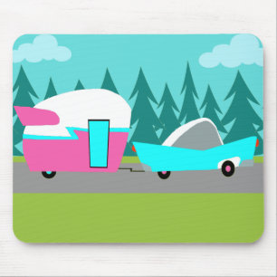 Retro Camper/Trailer en Car Mousepad Muismat