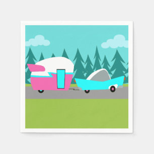 Retro Camper / Trailer en Car Paper servetten