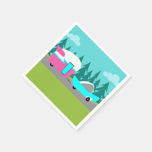 Retro Camper / Trailer en Car Paper servetten (Hoek)