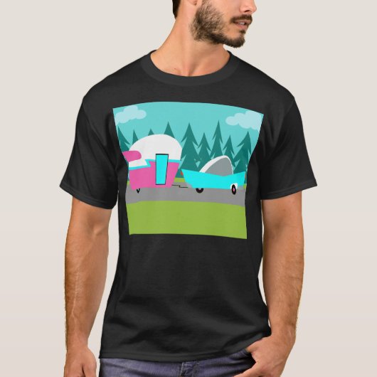Retro Camper/Trailer en Car T-Shirt (Voorkant)