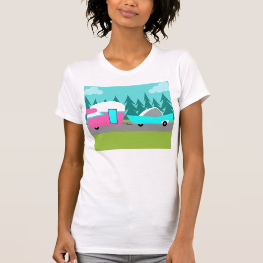 Retro Camper/Trailer en Car T-Shirt (Voorkant)