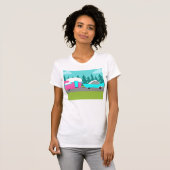Retro Camper/Trailer en Car T-Shirt (Voorkant volledig)
