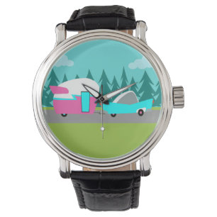 Retro Camper / Trailer en Car Watch Horloge