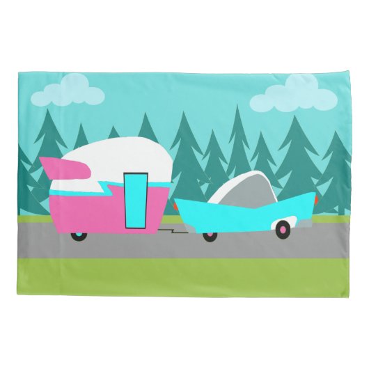 Retro Camper/Trailer en carter Pillowcase Kussensloop (Achterkant)