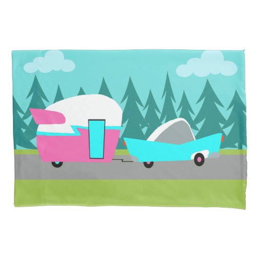 Retro Camper/Trailer en carter Pillowcase Kussensloop (Voorkant)