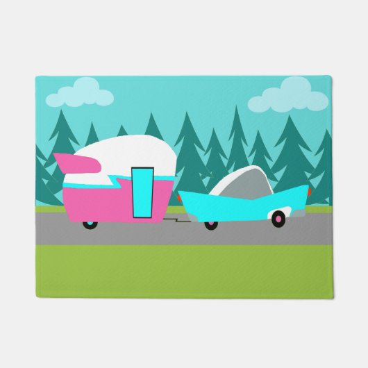 Retro Camper / Trailer en deurmat (Voorkant)