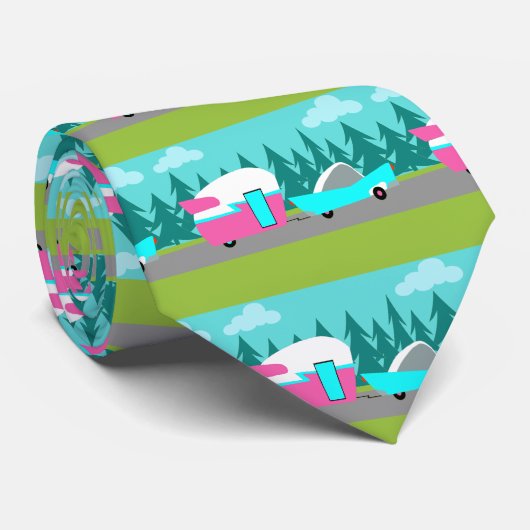 Retro Camper/Trailer en Stropdas auto (Opgerold)