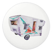  Retro Camper Trailer Knob Pull v. 2 Keramische Knop (Voorkant)