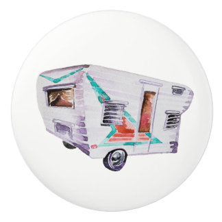 Retro Camper Trailer Knob Pull v. 2 Keramische Knop