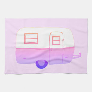 Retro Camper Trailer paarse keukenhanddoeken