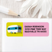 RETRO CAMPER TRAILER RETURN ADRES ETIKETTERS ETIKET (Insitu)