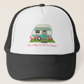 Retro Camper / Trailer & Roze Flamingos Home is .. Trucker Pet (Voorkant)