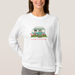 Retro Camper / Trailer & Roze Flamingos T-shirt