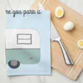 Retro Camper Trailer RV Motorhome Blue Theedoek (Quarter Fold)