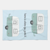 Retro Camper Trailer RV Motorhome Blue Theedoek (Horizontaal)