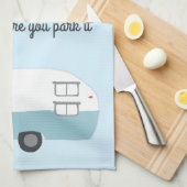 Retro Camper Trailer RV Motorhome Blue Theedoek (Quarter Fold)