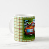 Retro Camper Trailer Trash Quotes Tartan Green Red Koffiemok (Voorkant links)