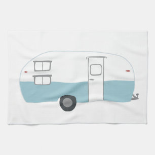 Retro Camper Trailer witte keukenhanddoeken