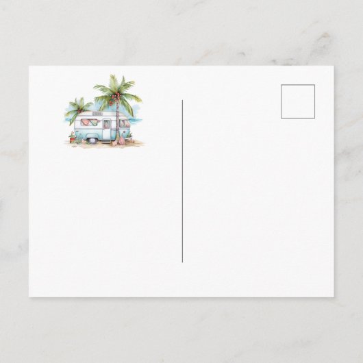 Retro Camper Vakantie Bewegende aankondiging (Achterkant)