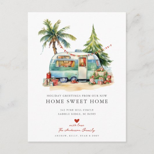 Retro Camper Vakantie Bewegende aankondiging (Voorkant)