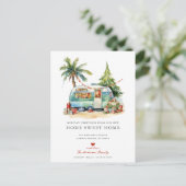 Retro Camper Vakantie Bewegende aankondiging (Staand voorkant)