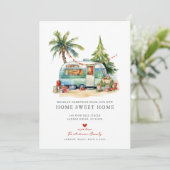 Retro Camper Vakantie Verhuizing Aankondiging (Staand voorkant)