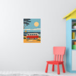 Retro Camper Van Beach Road Trip Art Poster<br><div class="desc">Capture the ultimate spirit of adventure with this retro-inspired illustration of a classic red camper van by the sea. Its nostalgic color palette and clean minimalist design perfectly embody summer vacation vibes,  making it a stylish addition to any beach house or modern living area.</div>