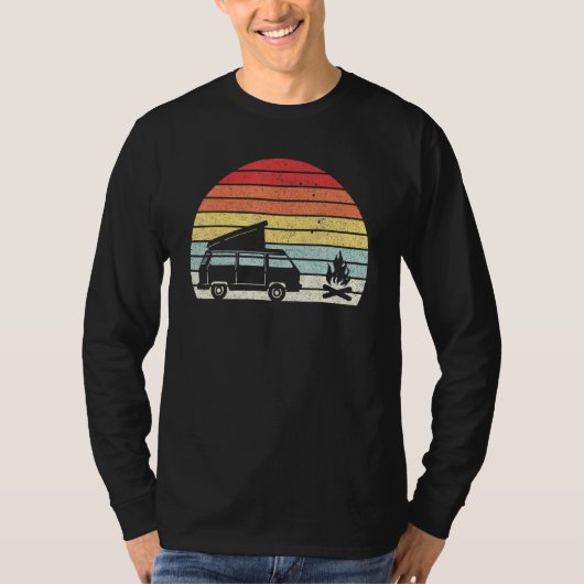  Retro Camper Van Bus Vanlife Kampvuur T-shirt (Voorkant)
