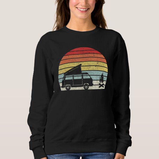 Retro Camper Van Bus Vanlife Kampvuur Trui (Voorkant)