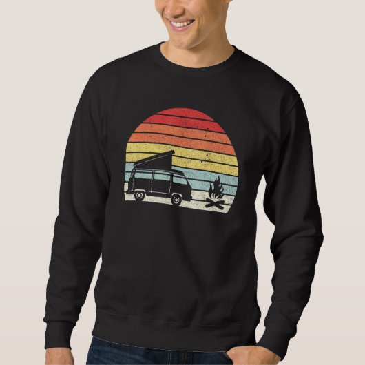 Retro Camper Van Bus Vanlife Kampvuur Trui (Voorkant)