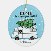  Retro Camper Van Kerstboom Foto Keramisch Ornament (Links)