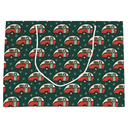 Retro Camper Van Kerstmis Groot Cadeauzakje (Voorkant)