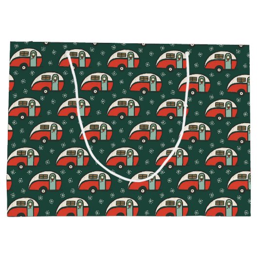 Retro Camper Van Kerstmis Groot Cadeauzakje (Achterkant)