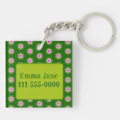 Retro Camper Van Life Rocks Leuke Mod Bloemen Sleutelhanger (Achterkant)