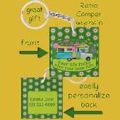 Retro Camper Van Life Rocks Leuke Mod Bloemen Sleutelhanger